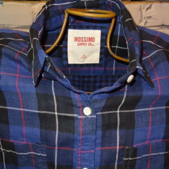 Mossimo Supply Co Purple Plaid Long Sleeve Button Down Shirt w/Elbow Pads - Picture 4 of 5